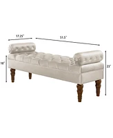Velvet Upholstered Bench for Bedroom and Entryway