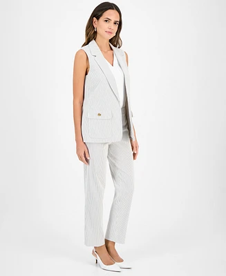 Kasper Women's Striped Notched-Collar Vest