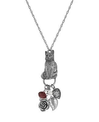 2028 Cat Charm Holder Glass Bead Necklace