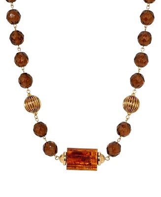 2028 Topaz Glass Bead Strand Necklace