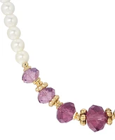 2028 Faux Cultivated Pearl Purple Glass Bead Necklace