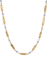 2028 14K Gold Dipped Tube Bead Crystal Necklace