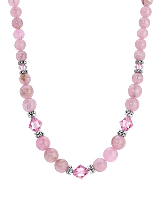 2028 Pink Acrylic Bead Crystal Strand Necklace