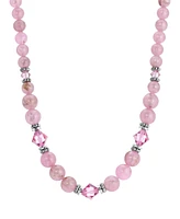 2028 Pink Acrylic Bead Crystal Strand Necklace