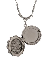 2028 Floral Enamel Round Locket Necklace