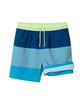 Toddler/Child Boys Lime & Navy Colorblock Swim Truck