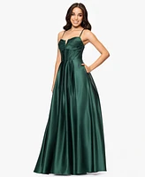 Blondie Nites Juniors' Satin Notch-Neck Ball Gown