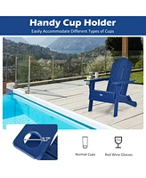 Gymax 2PCS Patio Folding Adirondack Chair Weather Resistant Cup Holder Yard