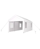 12' x 20' Portable Carport Garage with Roll-up Doors & Wind Windows