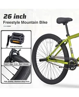 Freestyle Kids Bike Double Disc Brakes 26 Inch Single Speed Children's Bicycle for Boys Girls Age 12+ Years