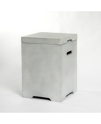 Outdoor Tank Table for Gas Fire Pits, Hides Propane Tank Cover, Concrete Light Gray, Side Handles