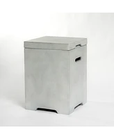 Outdoor Tank Table for Gas Fire Pits, Hides Propane Tank Cover, Concrete Light Gray, Side Handles