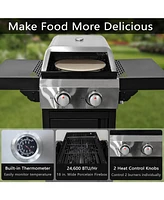 2 Burner Gas Grill and Pizza Oven for Outdoor Cooking While Camping or Tailgating