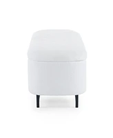 Elegant Ottoman with Spacious Storage Function, White