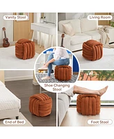 Ottoman Vanity Stool: Knotted Chenille Fabric, Modern, Stylish