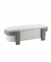 Large Versatile Storage Ottoman Bench: Spacious, Durable, and Stylish for Any Room, White with light grey(51"20"17")