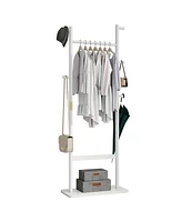 Solid Wood Coat Rack (23.6" x 11" x 64.1") for Bedroom/Entryway/Living Room (White)