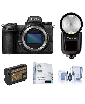 Nikon Z 6II Mirrorless Camera Bundle with Flashpoint Zoom Li-on X R2 Ttl On-Camera Round Flash, Extra Battery and Accessories