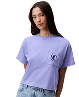 Calvin Klein Jeans Women's Monogrammed Logo Crest Boxy Cropped T-Shirt