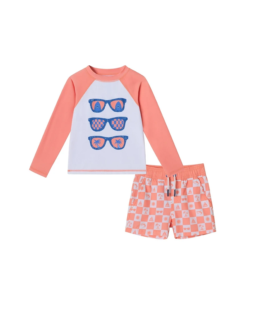 Toddler/Child Boys Palm Tree Graphic Rashguard Set