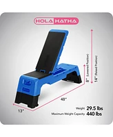 HolaHatha Multifunctional Fitness Aerobic Deck with Storage Compartment, Blue