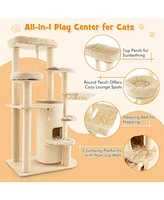 Multi-Level Cat Tree with 3-Story Condo Cozy & Fun Climbing Tower for Cats