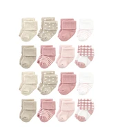 Hudson Baby Cotton Rich Terry Socks 16-Pack, Mauve Taupe, 0-6 Months