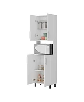 Fm Furniture Ko Vaya Double Cabinet Kitchen Pantry with Open Storage, White