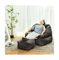 Fluffy Bean Bag Chair with Memory Foam, Comfy Faux Fur Lounge for Adults & Kids-The Pop Home