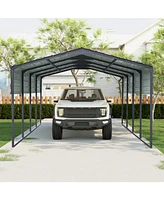 12x20 Ft Metal Carport,Heavy Duty Canopy Galvanized Steel Outdoor Garage for Snow,Waterproof Car Shelter