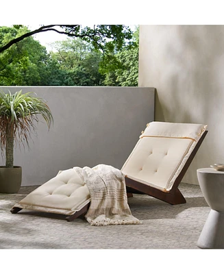 Midori Mahogany Wood Folding Lounge Chair with Cushion for Outdoor Comfort and Style