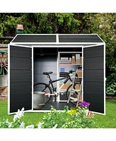 8x4ft Resin Outdoor Shed with Two Windows and Double Door
