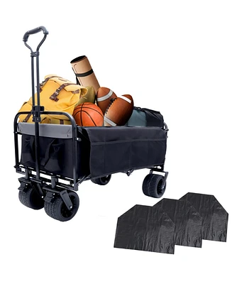 Collapsible Wagon Cart with Strapping System, 440lbs Capacity, for Beach, Camping, Shopping