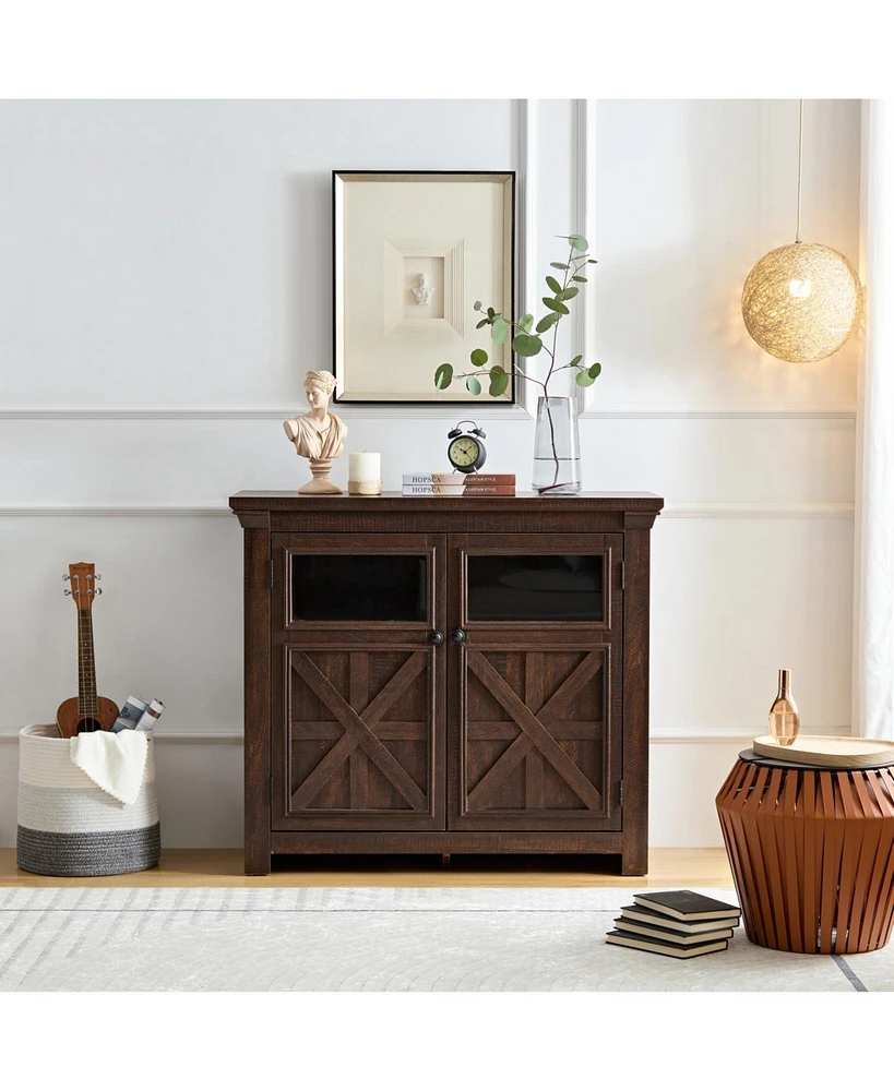 Espresso Coffee Bar & Storage Cabinet with Barn Door