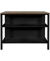 Rustic Stationary Kitchen Island with Butcher Block, 45", Open Shelves
