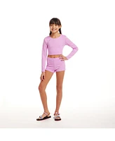 Toddler/Child Girls Textured Floral Print Rashguard Set