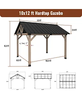 10 x 12 ft. Wood Gazebo Cedar Framed Wooden Gazebo