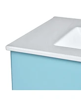 30" Blue Bathroom Vanity Set with Ceramic Sink and 2 Drawers