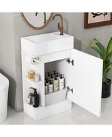 18.6" Bathroom Vanity with Sink, Bathroom Vanity Cabinet with Two-tier Shelf, Left or Right Orientation, White