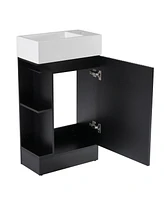 18.6" Bathroom Vanity with Sink, Bathroom Vanity Cabinet with Two-tier Shelf, Left or Right Orientation, Black