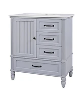 30" Grey Bathroom Vanity Cabinet with Sink and Storage