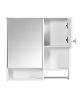 Modern Wall Mount Medicine Cabinet with Mirror and Towel Bar (29" x 28