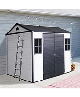 8x6 Resin Outdoor Storage Shed with Lockable Door and Windows