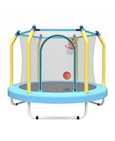 55-inch Trampoline for Kids Indoor & Outdoor Small Toddler Trampoline with Basketball Hoop