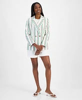 Bar Iii Women's Striped One-Button Blazer, Exclusively at Macy's
