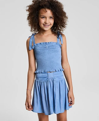 With Jules Big Girl Tie Shoulder Smocked Top
