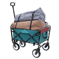 Collapsible Multi-Use Utility Wagon with Storage Bags, Cyan