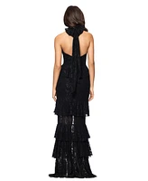 Betsy & Adam Women's Ruffle Tiered Lace Gown