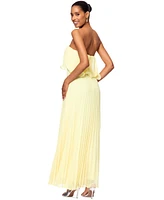 Betsy & Adam Women's Pleated Strapless Gown