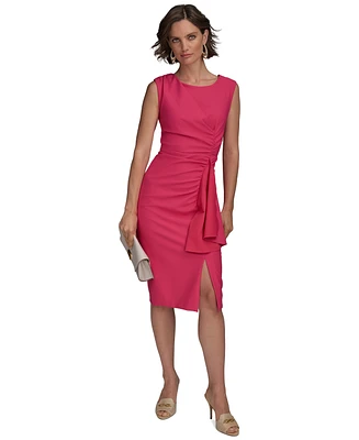 Donna Karan New York Women's Ruched Draped Sleeveless Sheath Dress